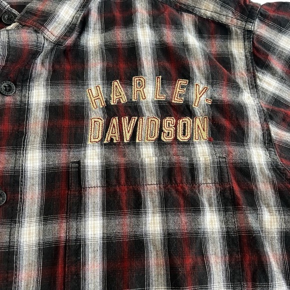 Harley-Davidson Genuine MotorClothes Plaid Shirt XL Red Black Short Sleeve - Picture 3 of 9